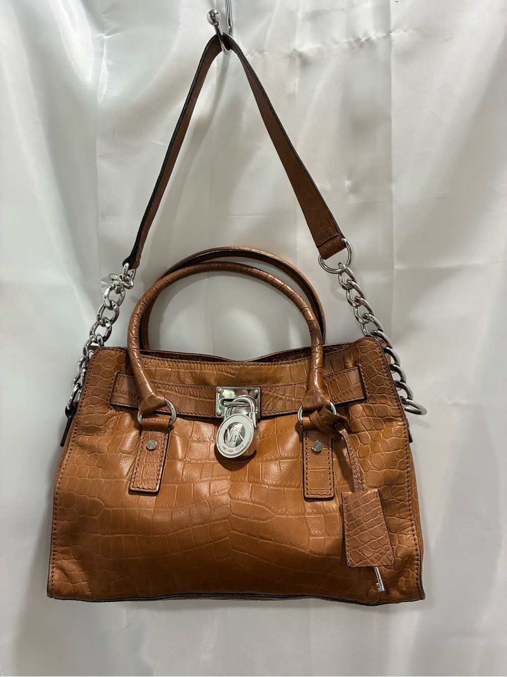Michael Kors Classic Croc-Embossed Satchel Bag in Cognac EUC - Picture 10 of 10